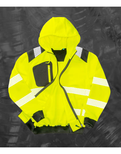Result Recycled Recycled Zipped Safety Hoody - Fluoresent Yellow