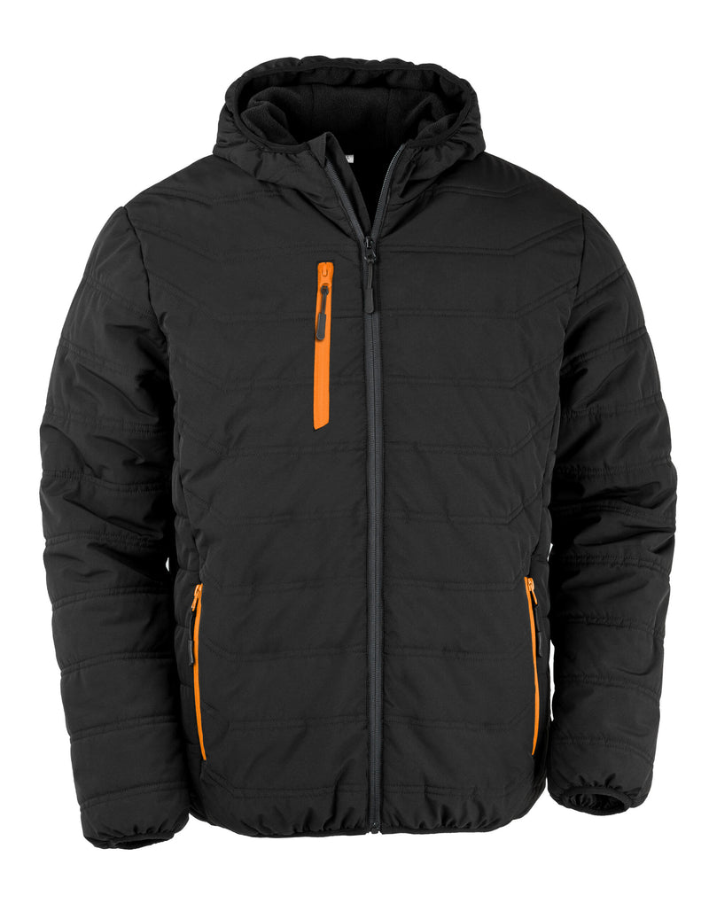Result Recycled Black Compass Padded Winter Jacket - Black/Orange