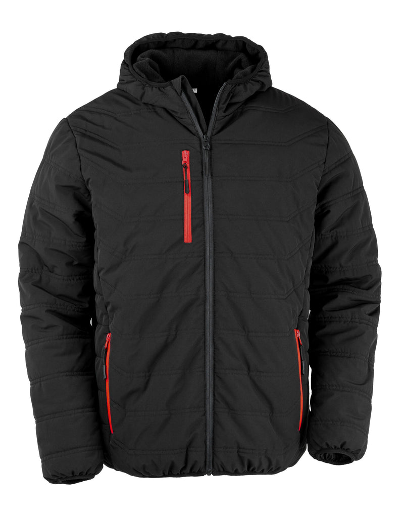 Result Recycled Black Compass Padded Winter Jacket - Black/Red