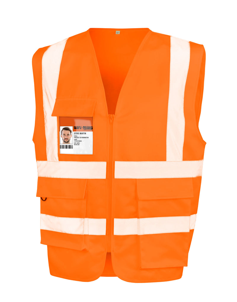 Work-Guard by Result Heavy Duty Polycotton Security Vest - Fluoresent Orange