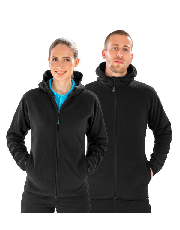 Result Recycled Recycled Unisex Hooded Microfleece Jacket - Black