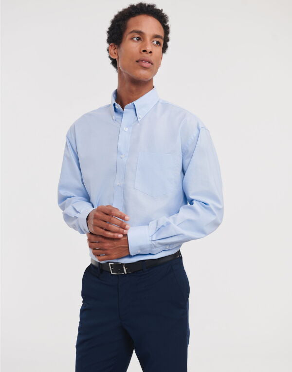 Russell Collection Men'S Long Sleeve Classic Oxford Shirt - Black