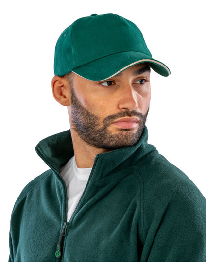 Result Headwear Brushed Cotton Printers/Embroiderers Cap - Black/Red