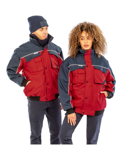 Work-Guard by Result Zip Sleeve Heavy Duty Jacket - Grey/Black