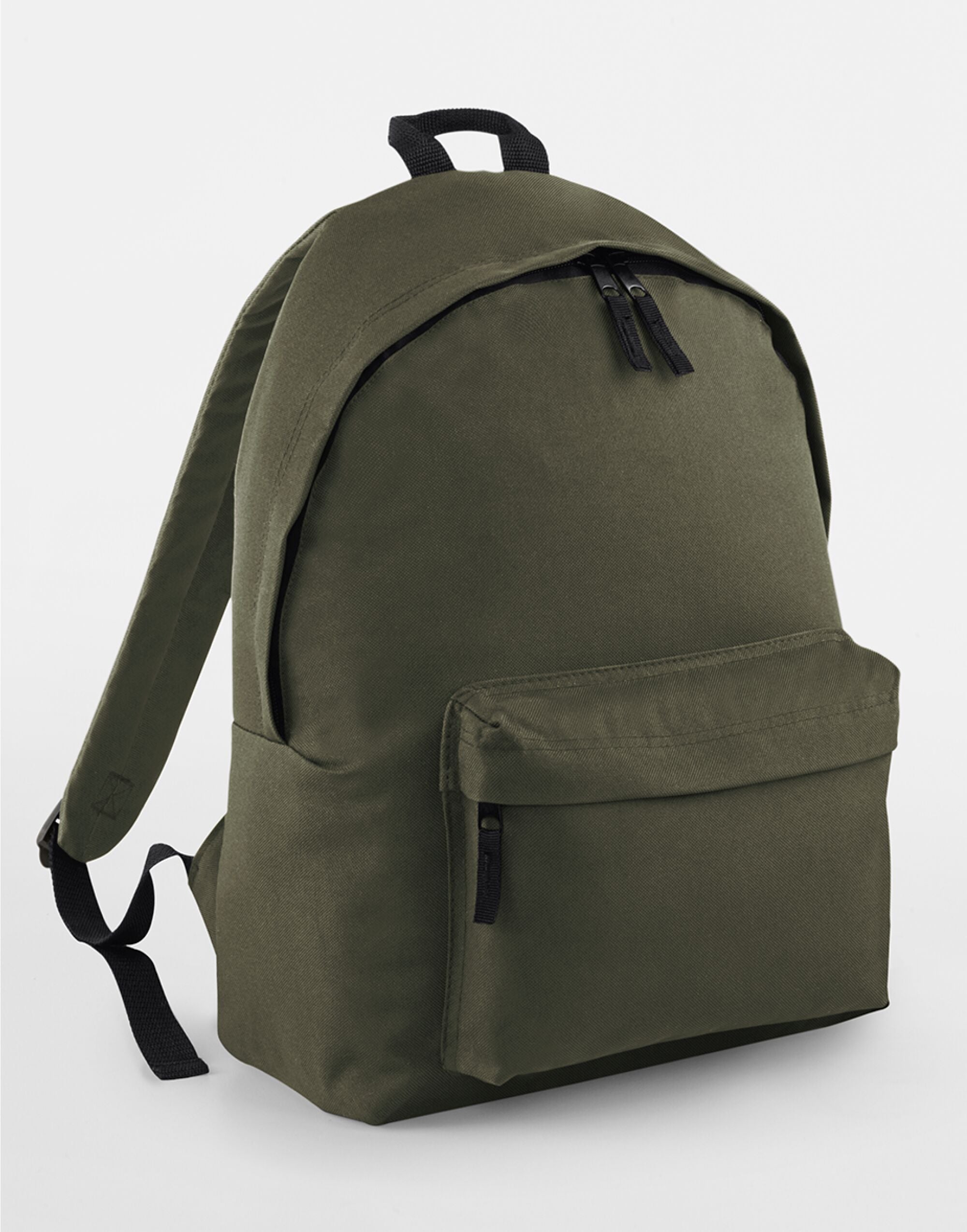 Close-up of the lightweight material of the black packaway bag.