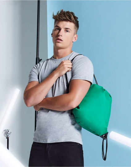 Front view of a blue Bagbase Premium Gymsac.