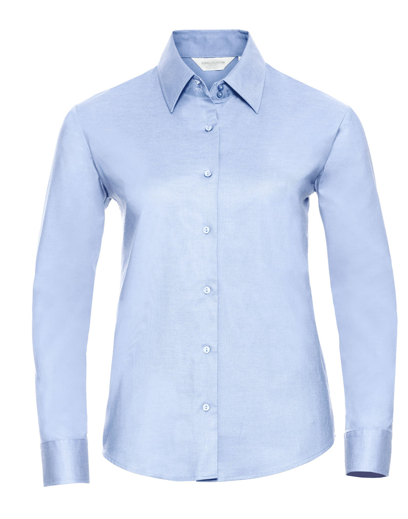 Russell Collection Ladies' Long Sleeve Tailored Oxford Shirt - Oxford Blue