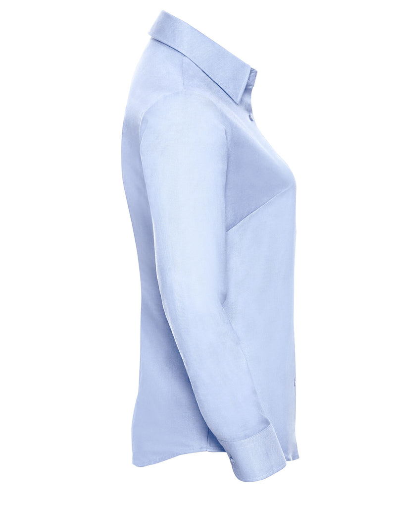 Russell Collection Ladies' Long Sleeve Tailored Oxford Shirt - Oxford Blue