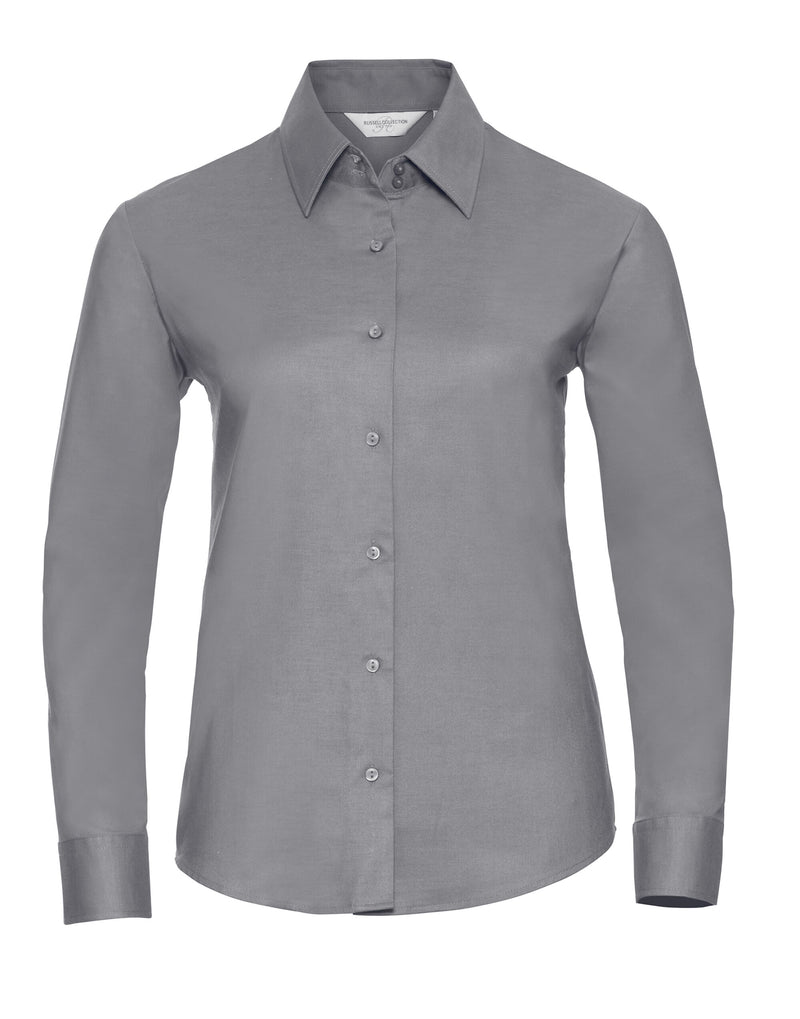 Russell Collection Ladies' Long Sleeve Tailored Oxford Shirt - Silver