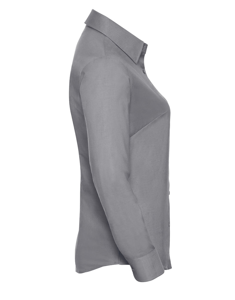 Russell Collection Ladies' Long Sleeve Tailored Oxford Shirt - Silver