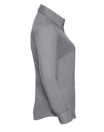 Russell Collection Ladies' Long Sleeve Tailored Oxford Shirt - Silver
