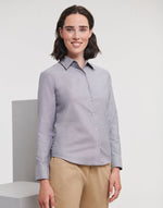 Russell Collection Ladies' Long Sleeve Tailored Oxford Shirt - Black