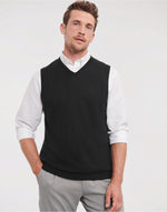 Russell Collection V-Neck Sleeveless Knitted Pullover - Black