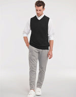 Russell Collection V-Neck Sleeveless Knitted Pullover - Black