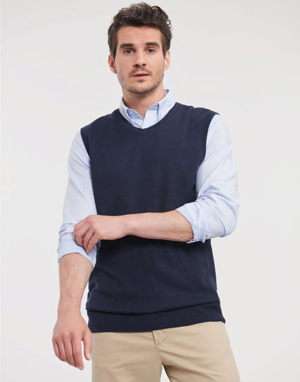 Russell Collection V-Neck Sleeveless Knitted Pullover - French Navy