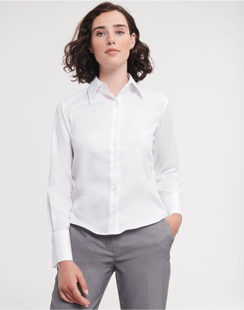Russell Collection Ladies' Long Sleeve Ultimate Non-Iron Shirt - White