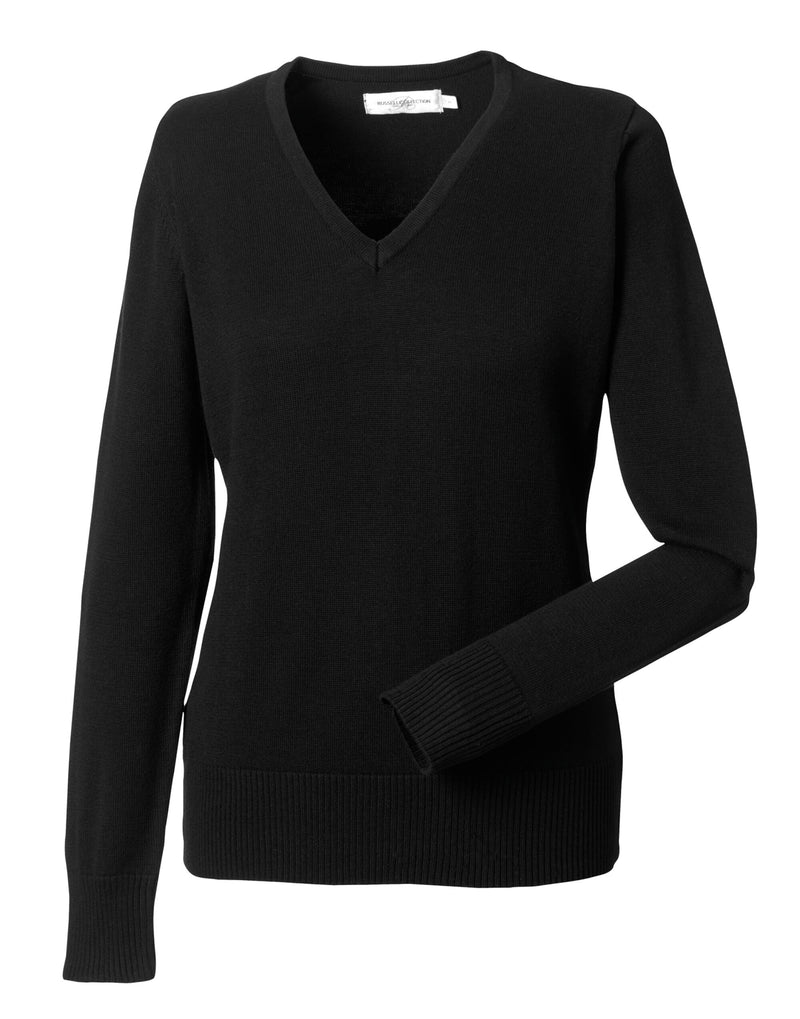 Russell Collection Ladies' V-Neck Knitted Pullover
