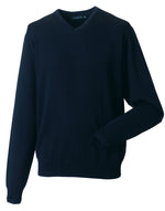 Russell Collection Men'S V-Neck Knitted Pullover - French Navy