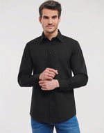 Russell Collection Men'S Long Sleeve Tailored Polycotton Poplin Shirt