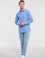 Russell Collection Men'S Long Sleeve Tailored Polycotton Poplin Shirt - Corporate Blue