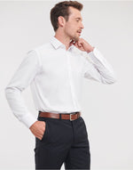 Russell Collection Men'S Long Sleeve Tailored Herringbone Shirt