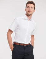 Russell Collection Men'S Short Sleeve Tailored Herringbone Shirt - thumbnail 7
