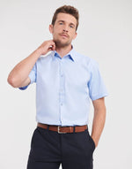 Russell Collection Men'S Short Sleeve Tailored Herringbone Shirt - thumbnail 6