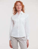 Russell Collection Ladies' Long Sleeve Classic Pure Cotton Poplin Shirt - Black
