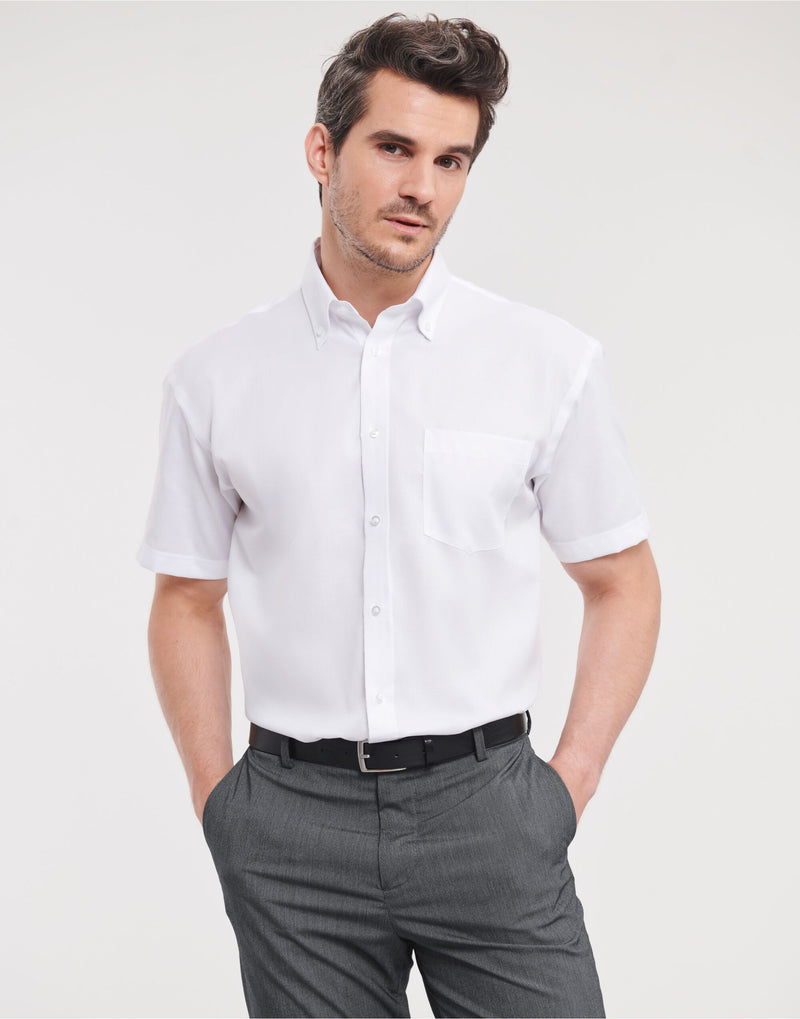 Russell Collection Men'S Short Sleeve Classic Ultimate Non-Iron Shirt - White