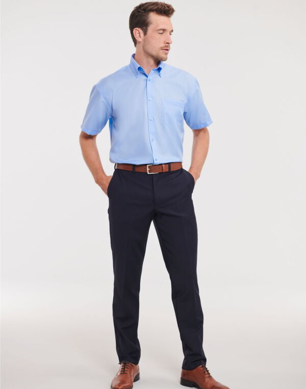 Russell Collection Men'S Short Sleeve Classic Ultimate Non-Iron Shirt - Black