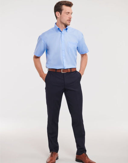 Russell Collection Men'S Short Sleeve Classic Ultimate Non-Iron Shirt - Black