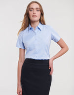 Russell Collection Ladies' Short Sleeve Tailored Herringbone Shirt - thumbnail 1