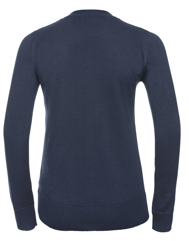 Russell Collection Ladies'  V-Neck Knitted Cardigan - French Navy