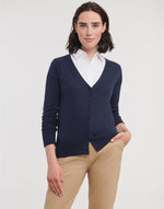 Russell Collection Ladies'  V-Neck Knitted Cardigan - French Navy