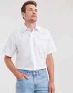 Russell Collection Men'S Short Sleeve Classic Polycotton Poplin Shirt - White