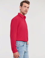 Russell Collection Men'S Long Sleeve Classic Polycotton Poplin Shirt - Classic Red
