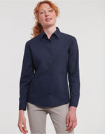 Russell Collection Ladies' Long Sleeve Classic Polycotton Poplin Shirt - thumbnail 3