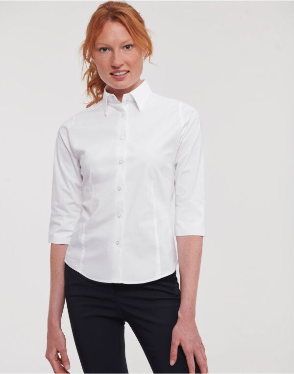 Russell Collection Ladies' 3/4 Sleeve Fitted Stretch Shirt