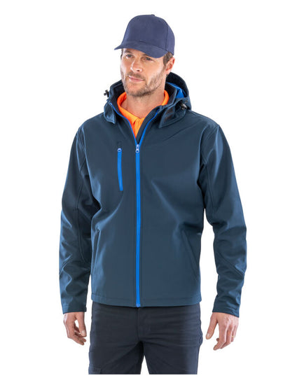 Result Core Men'S Recycled Hooded Softshell - Black/ Grey