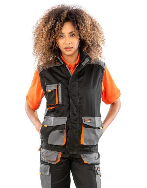 Work-Guard by Result Lite Gilet - Black/Grey/Orange