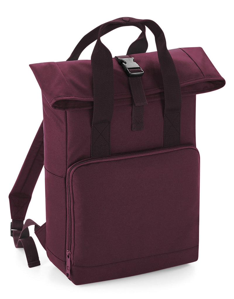 Detail of the webbing and handles on the red Twin-Handle Backpack.