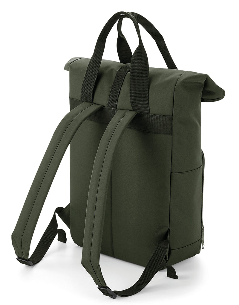 A charcoal green Bagbase Twin-Handle Backpack.