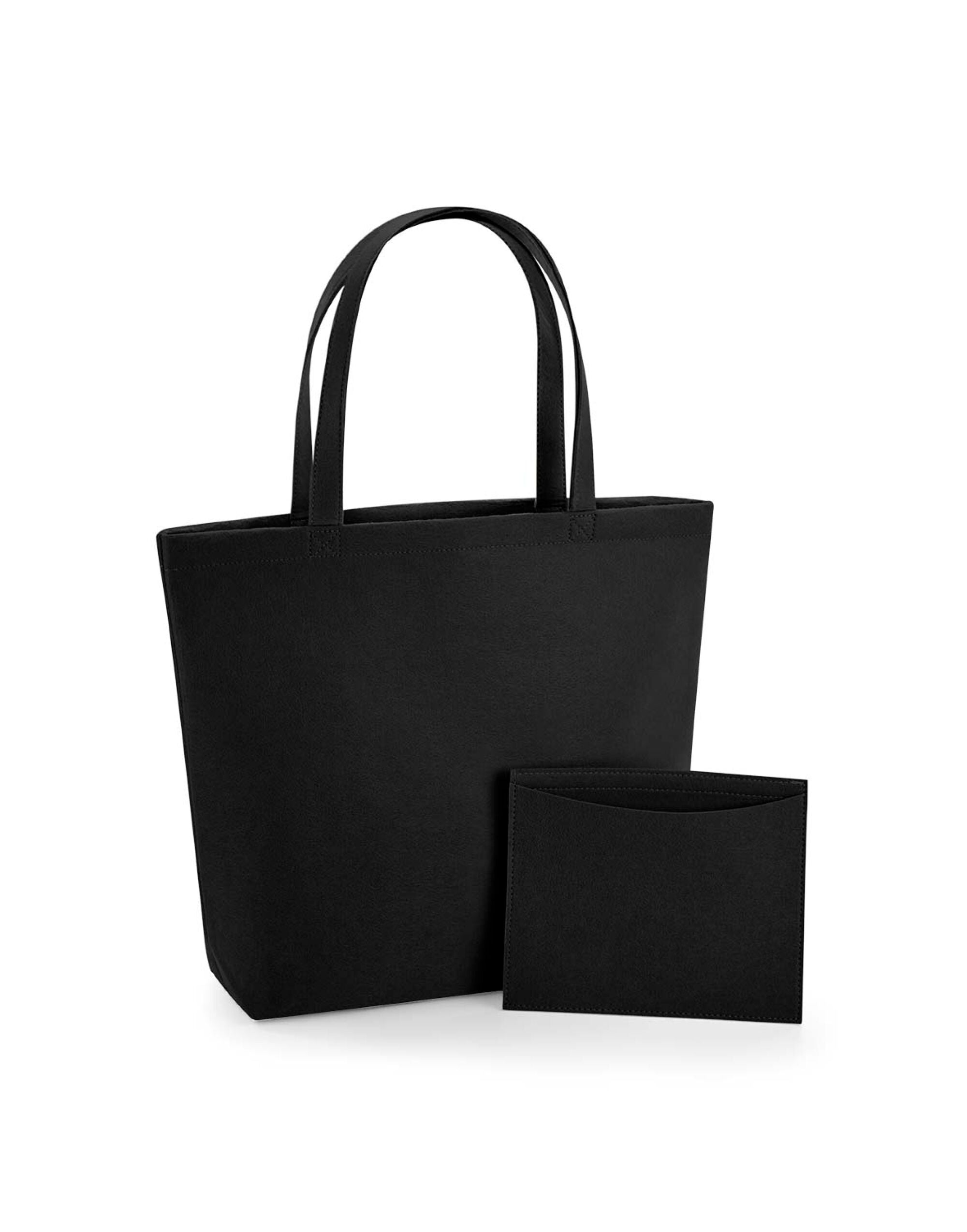 Front view of the light grey marl Bagbase Felt Shopper, a structured tote bag with webbing handles.