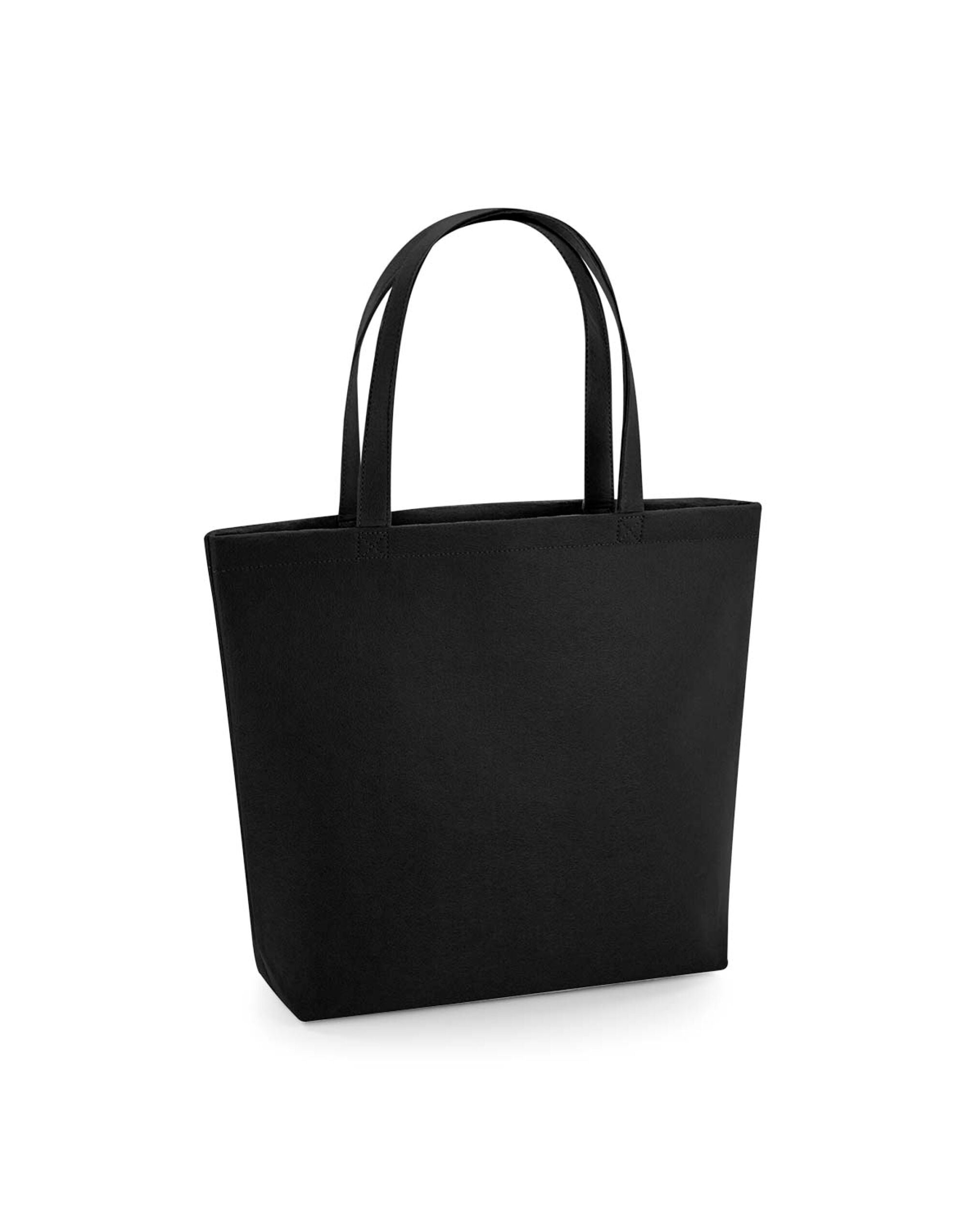 The light grey marl Bagbase Felt Shopper, shown with items inside to illustrate its generous capacity.