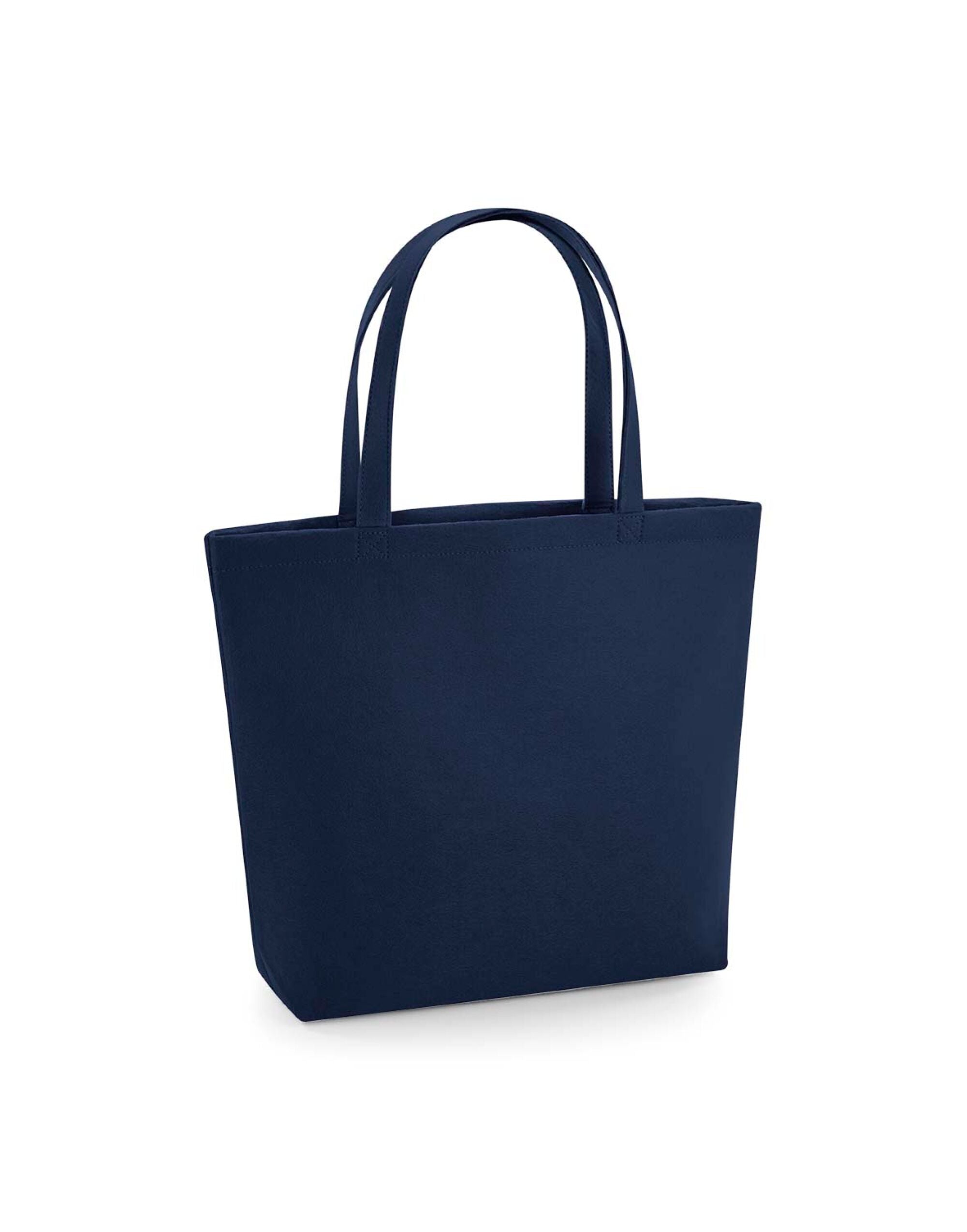 Three-quarter view of the light grey marl Bagbase Felt Shopper, perfect for a contemporary aesthetic.