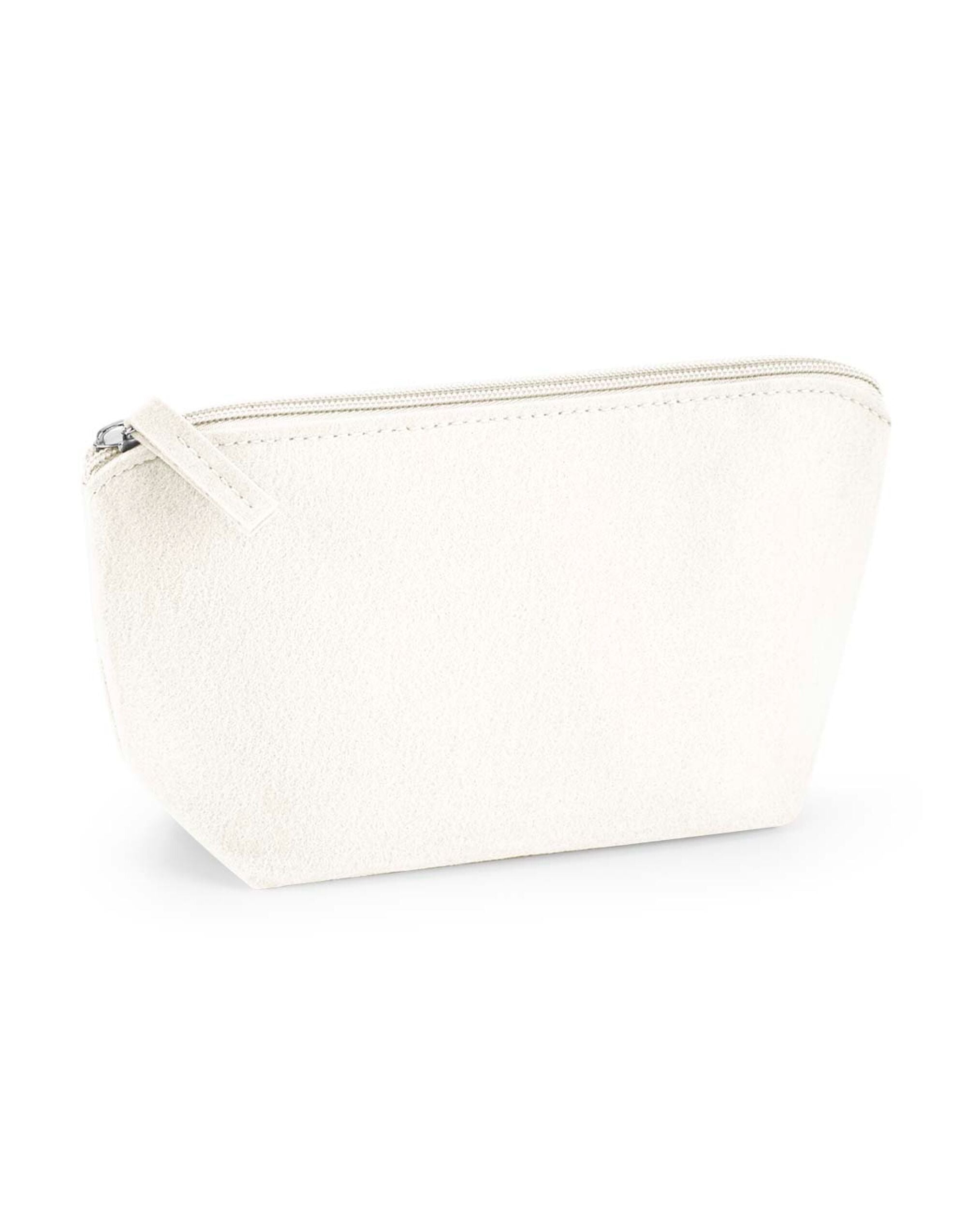 The light grey felt pouch, a stylish and functional accessory made from recycled materials.