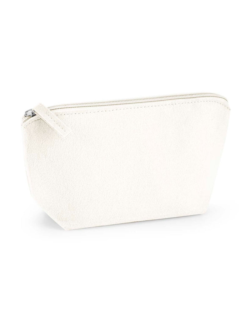 The light grey felt pouch, a stylish and functional accessory made from recycled materials.
