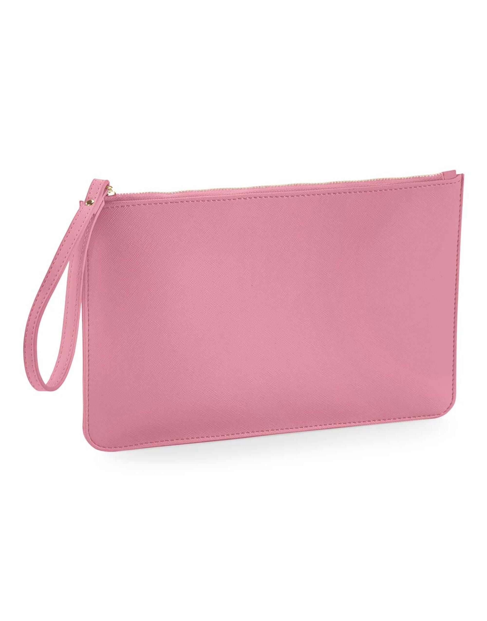 The soft pink pouch, a stylish way to keep essentials tidy and accessible.
