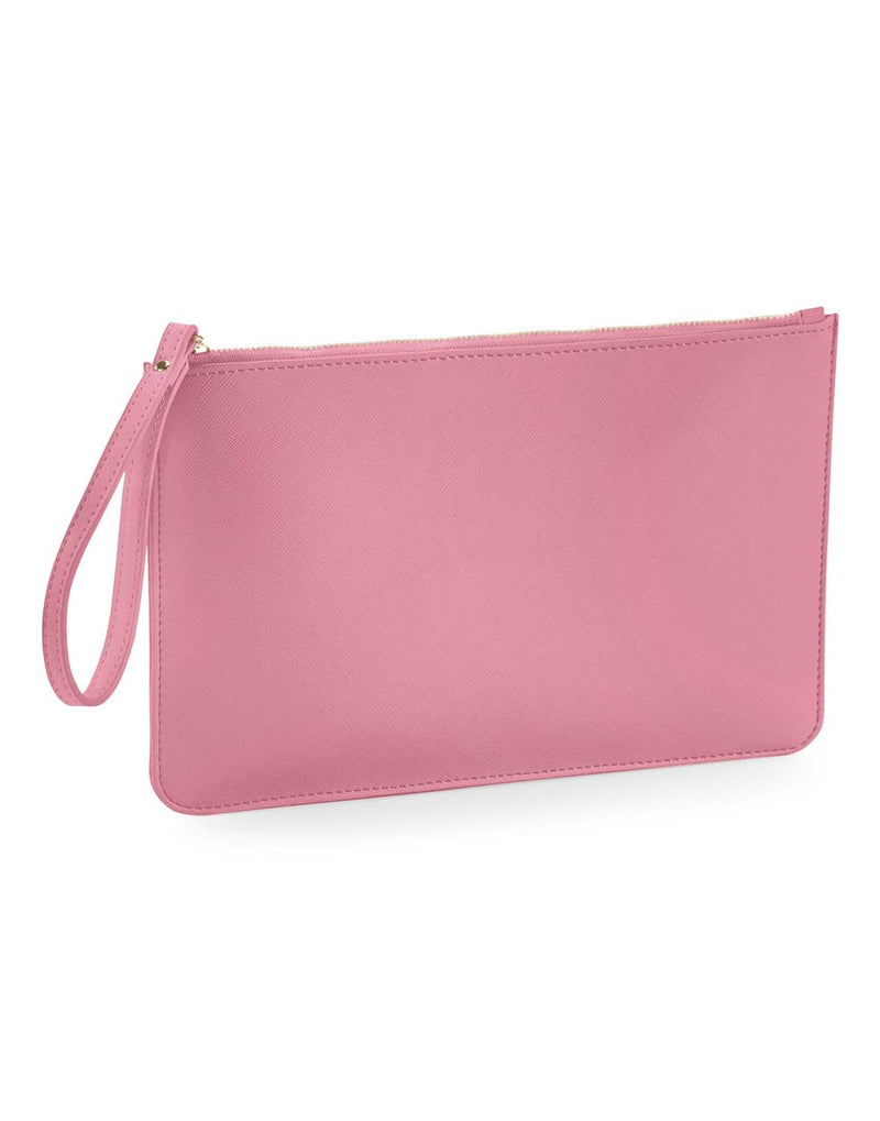 The soft pink pouch, a stylish way to keep essentials tidy and accessible.