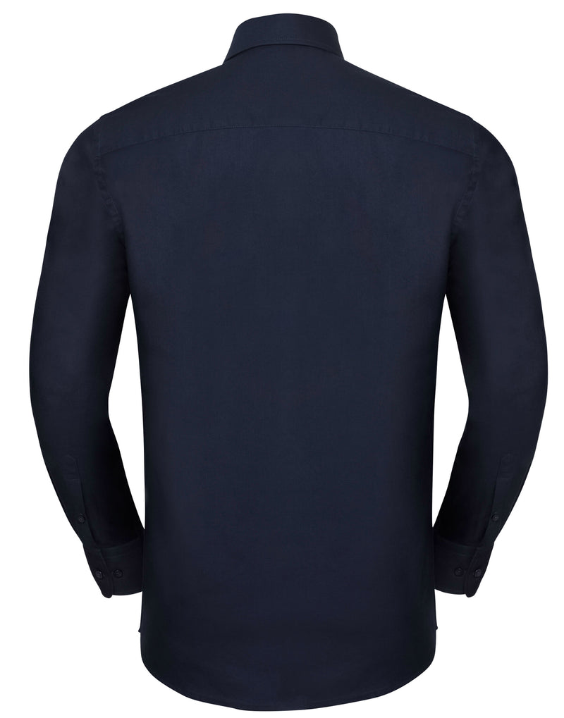 Russell Collection Men'S Long Sleeve Tailored Oxford Shirt - Bright Navy